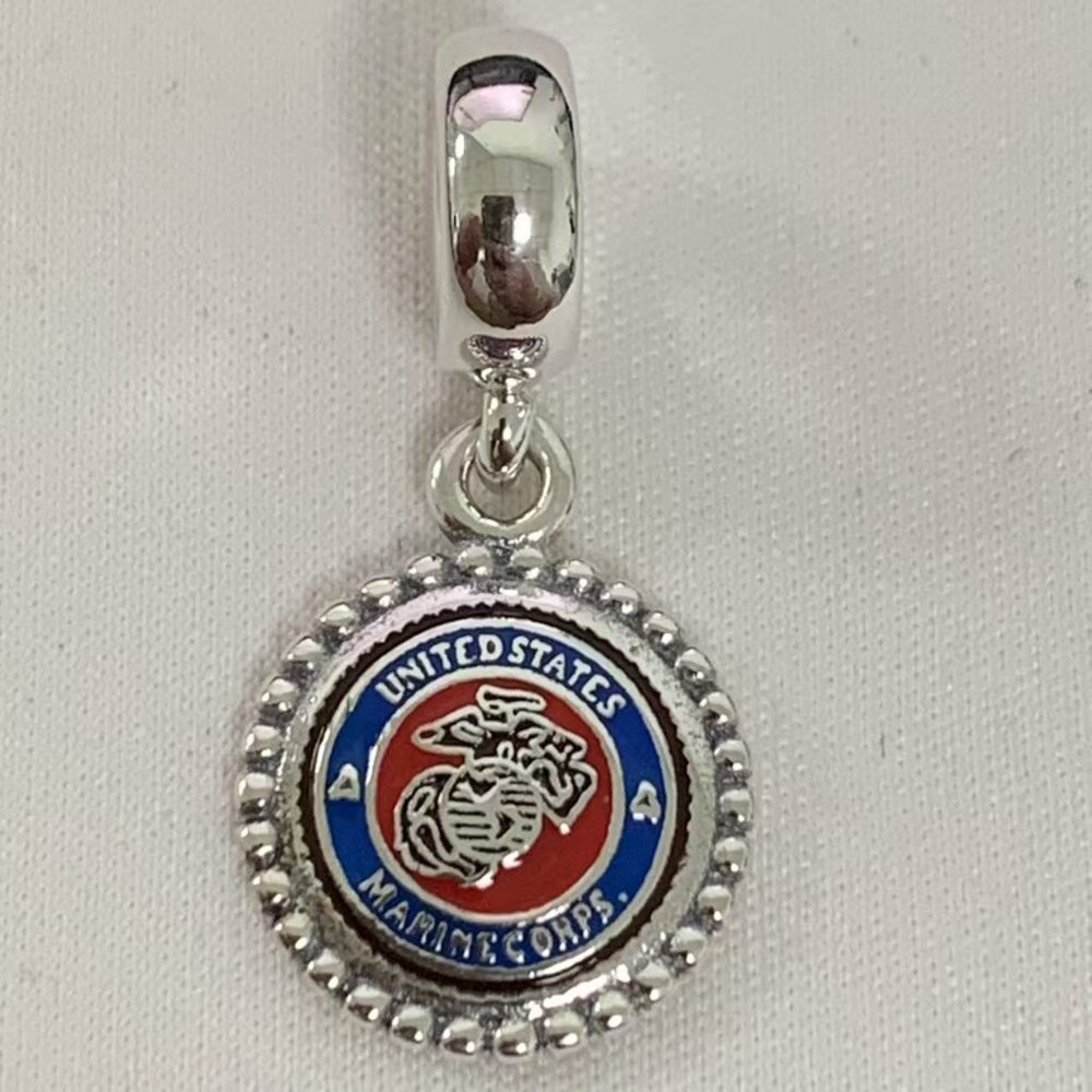 Pandora USMC Marine Corps Exclusive Dangle Charm, S925 Silver Jewelry
